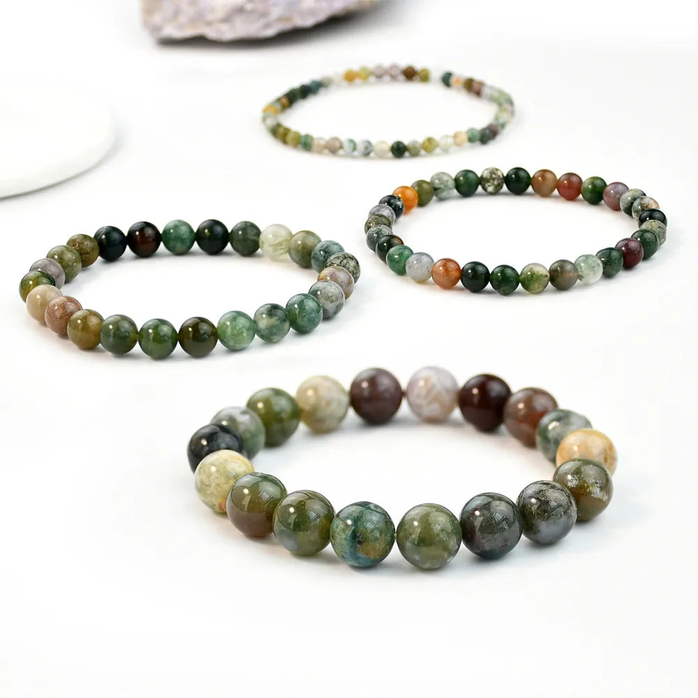 Retro Round Natural Stone Beaded Unisex Bracelets