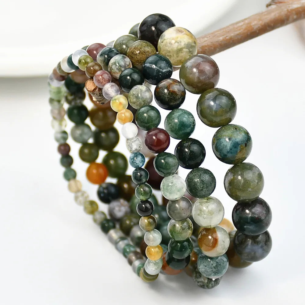 Retro Round Natural Stone Beaded Unisex Bracelets