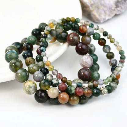 Retro Round Natural Stone Beaded Unisex Bracelets