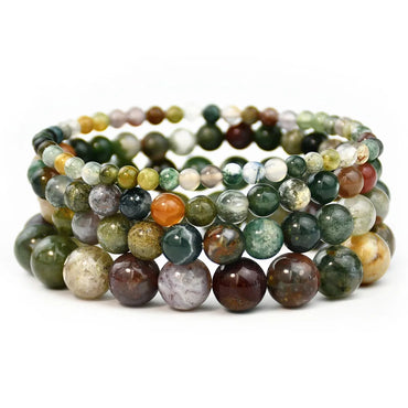 Retro Round Natural Stone Beaded Unisex Bracelets