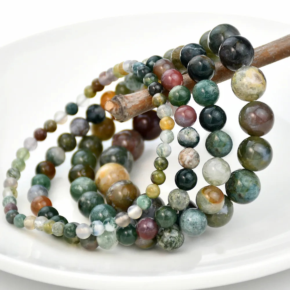 Retro Round Natural Stone Beaded Unisex Bracelets