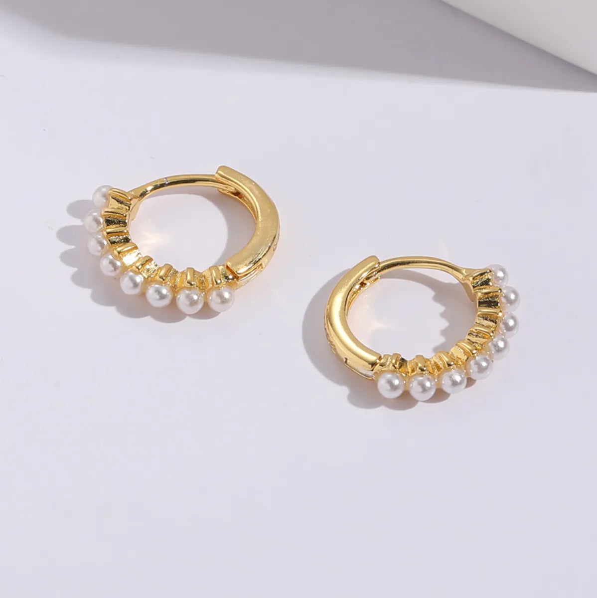 Retro Round Pearl 14k Gold Plated Copper Earrings