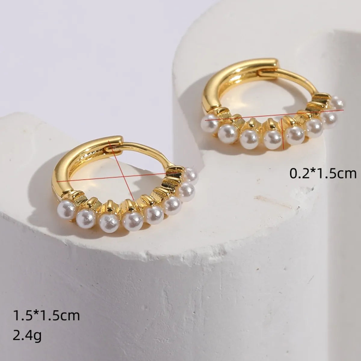 Retro Round Pearl 14k Gold Plated Copper Earrings