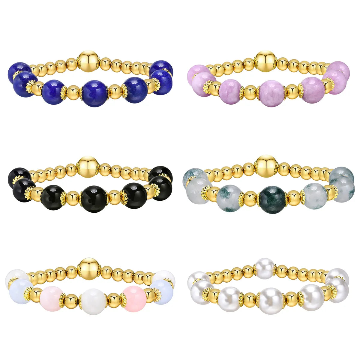 Retro Round Stainless Steel Beaded Bracelets