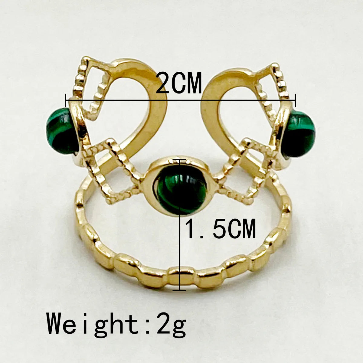 304 Stainless Steel 14K Gold Plated Retro Plating Inlay Round Turquoise Open Rings