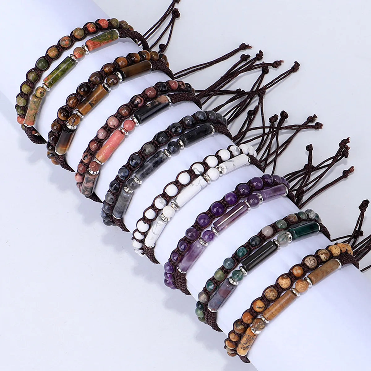 Retro Round Stone Rope Wholesale Bracelets