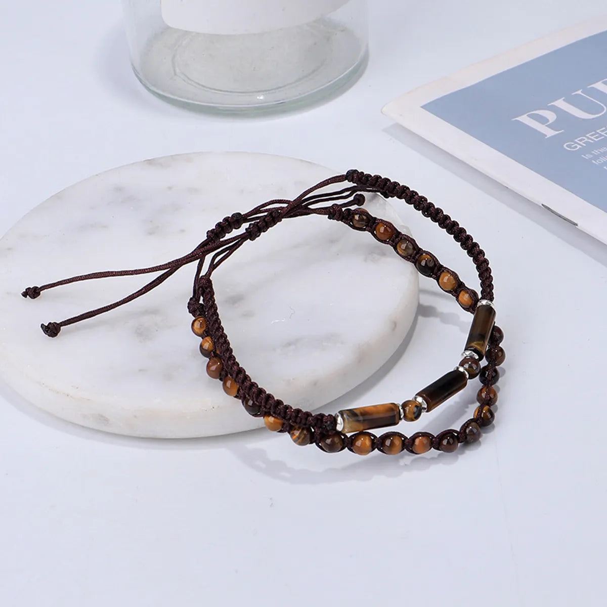 Retro Round Stone Rope Wholesale Bracelets