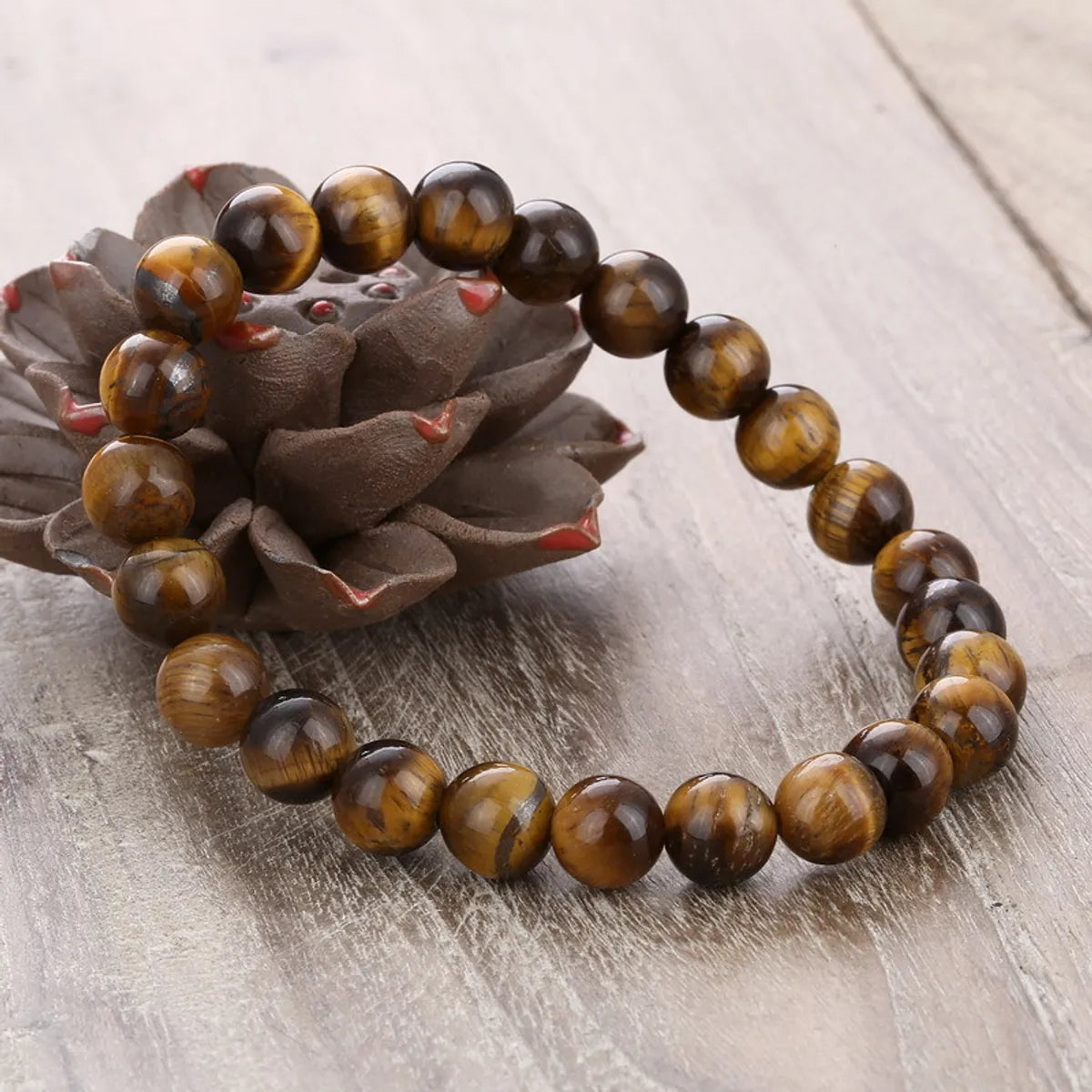 Retro Round Tiger Eye Beaded Unisex Bracelets