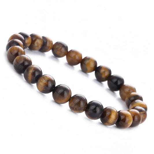 Retro Round Tiger Eye Beaded Unisex Bracelets