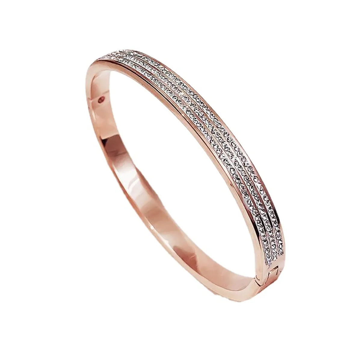 Retro Round Titanium Steel Inlay Zircon Bangle 1 Piece