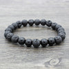 Retro Round Volcanic Rock Stone Beaded Unisex Bracelets