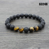 Retro Round Volcanic Rock Stone Beaded Unisex Bracelets
