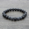 Retro Round Volcanic Rock Stone Beaded Unisex Bracelets