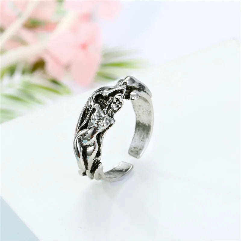 Retro Ruby Dragon Metal Open Ring