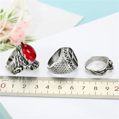 Retro Ruby Dragon Metal Open Ring