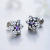 Retro S925 Silver Flower Microinlay Earrings For Women