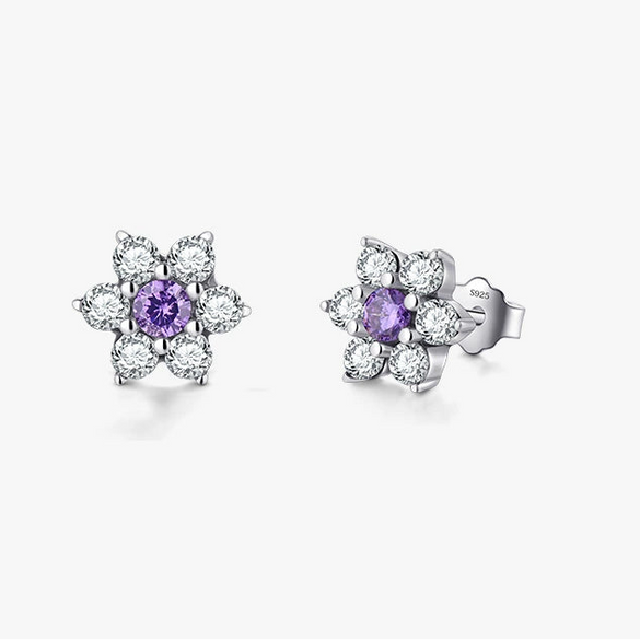 Retro S925 Silver Flower Microinlay Earrings For Women
