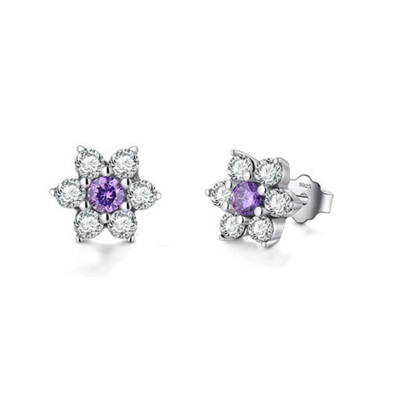 Retro S925 Silver Flower Microinlay Earrings For Women