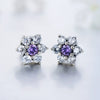 Retro S925 Silver Flower Microinlay Earrings For Women