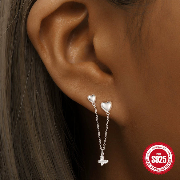 Retro S925 Sterling Silver Star Moon Tassel Chain Earrings For Women With Geometric Styling