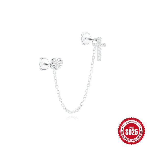 Retro S925 Sterling Silver Star Moon Tassel Chain Earrings For Women With Geometric Styling