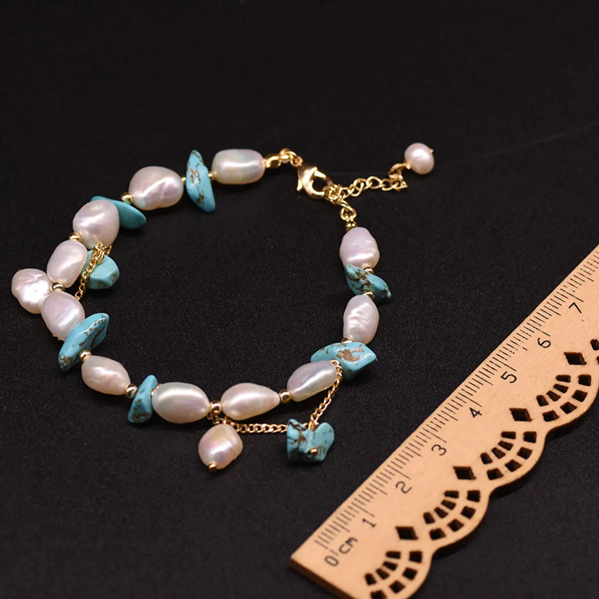 Retro Shamrock Water Droplets Pearl Inlaid Turquoise Bracelets