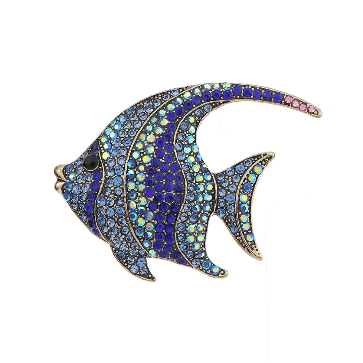 Retro Shiny Fish Alloy Plating Inlay Rhinestones Unisex Brooches