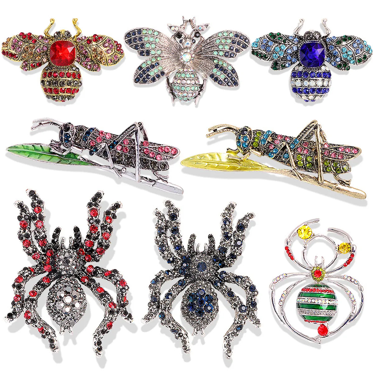 Retro Shiny Insect Alloy Inlay Rhinestones Unisex Brooches