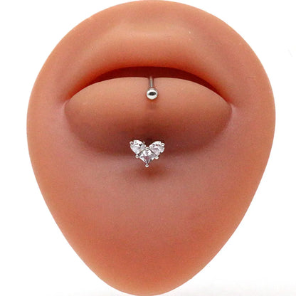 Retro Shiny Moon Heart Shape Flower Stainless Steel Titanium Copper Plating Inlay Zircon White Gold Plated Gold Plated Silver Plated Lip Stud