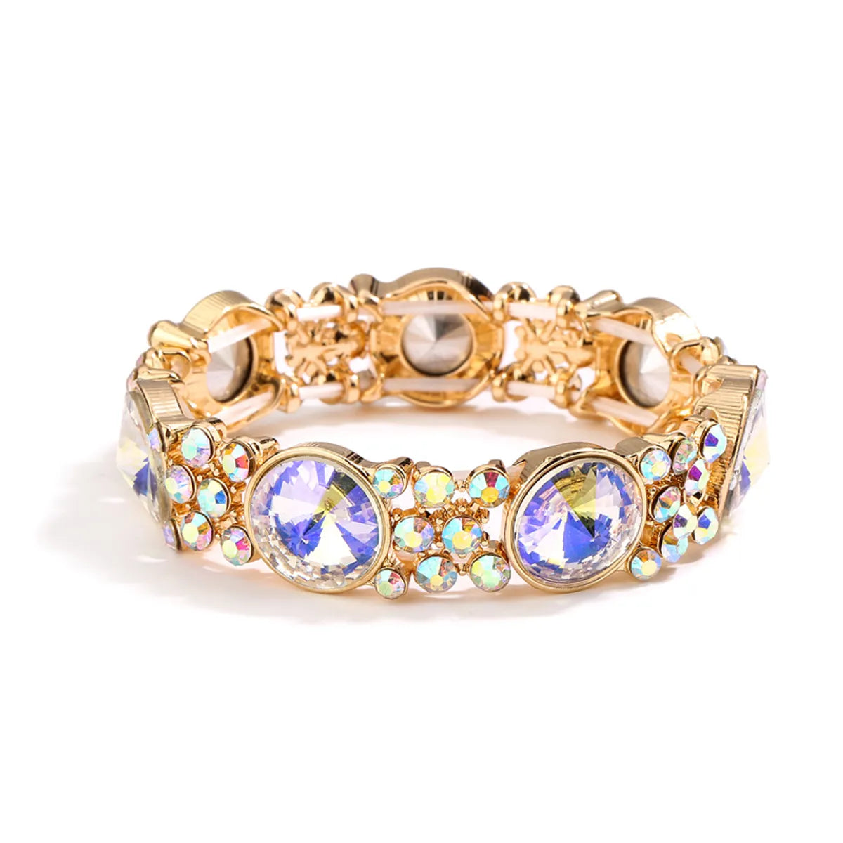 Retro Shiny Round Alloy Plating Inlay Rhinestones Gold Plated Women'S Bangle