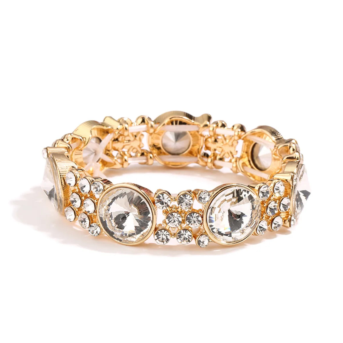 Retro Shiny Round Alloy Plating Inlay Rhinestones Gold Plated Women'S Bangle