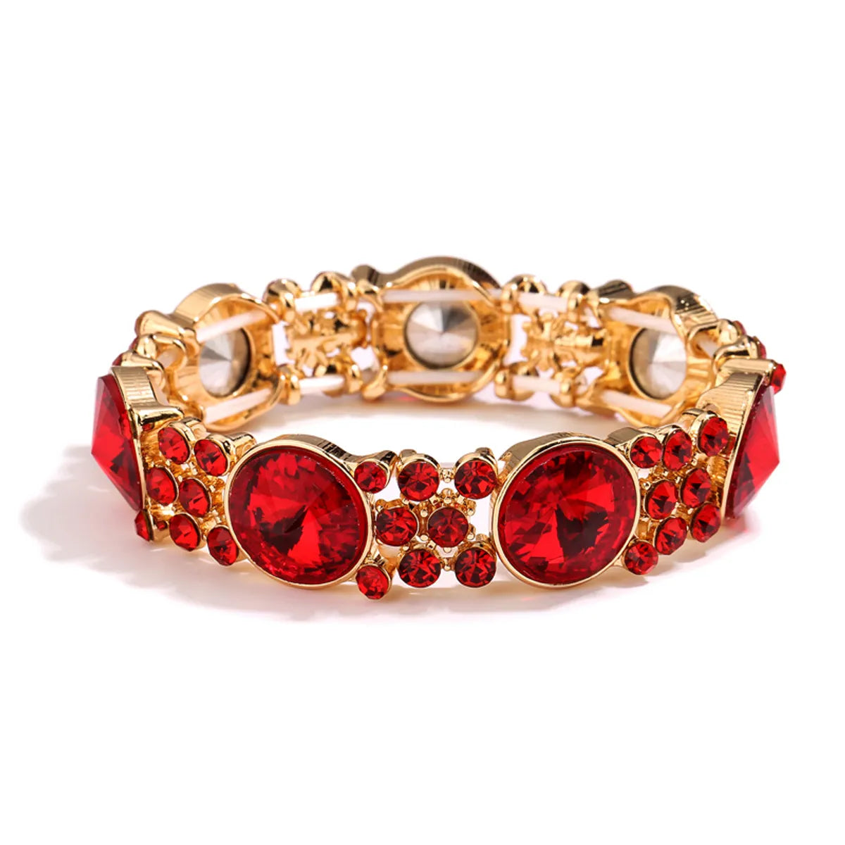 Retro Shiny Round Alloy Plating Inlay Rhinestones Gold Plated Women'S Bangle