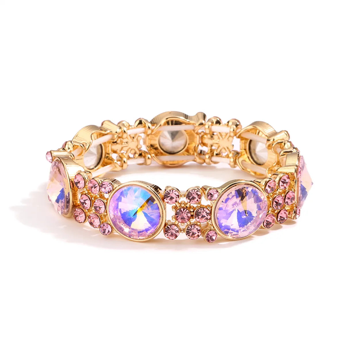 Retro Shiny Round Alloy Plating Inlay Rhinestones Gold Plated Women'S Bangle