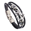 Retro Ship Anchor Multilayer Woven Cowhide Bracelet With Geometric Pattern And Electroplating Treatment