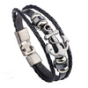 Retro Ship Anchor Multilayer Woven Cowhide Bracelet With Geometric Pattern And Electroplating Treatment