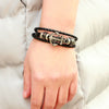 Retro Ship Anchor Multilayer Woven Cowhide Bracelet With Geometric Pattern And Electroplating Treatment