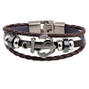 Retro Ship Anchor Multilayer Woven Cowhide Bracelet With Geometric Pattern And Electroplating Treatment