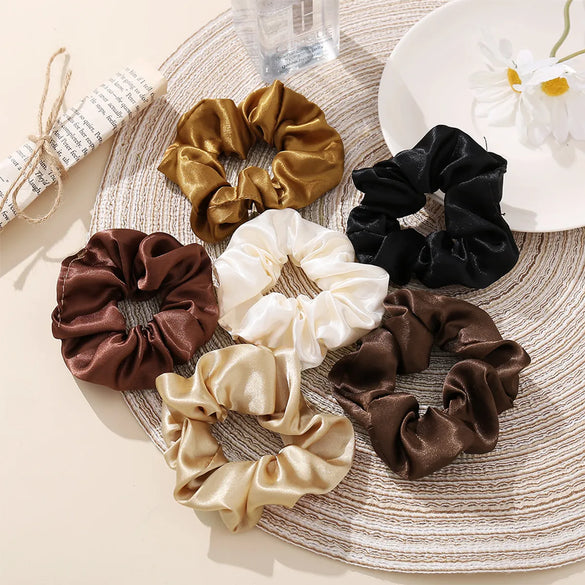 Retro Silk Satin Large Solid Color Hair Scrunchies Wholesale Gooddiy