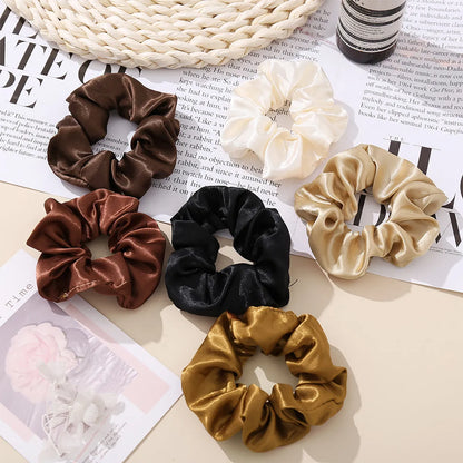 Retro Silk Satin Large Solid Color Hair Scrunchies Wholesale Nihaojewelry