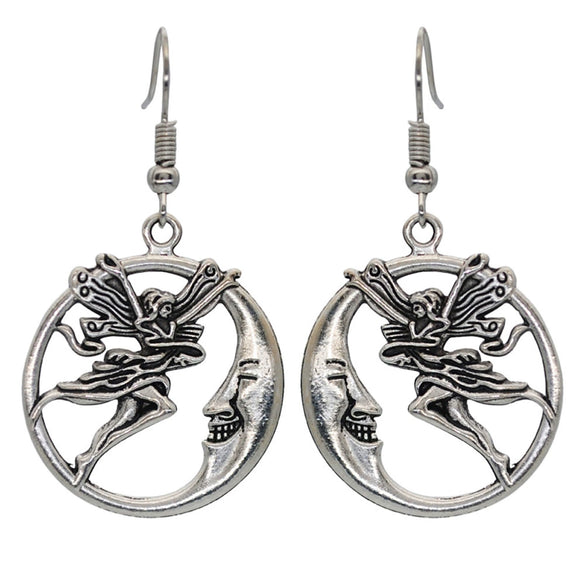 Retro Silver Double Sided Stereo Elephant Pendant Earrings Hollow Carved Electroplated