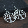 Retro Silver Double Sided Stereo Elephant Pendant Earrings Hollow Carved Electroplated