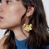 Retro Simple Allmatch Long Golden Flower Ear Hook Earrings For Women Made Of Alloy With Electroplating Design