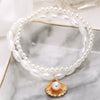 Retro Simple Artificial Pearl Shell Pendant Double Layer Alloy Anklet For Women Summer Beach