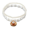 Retro Simple Artificial Pearl Shell Pendant Double Layer Alloy Anklet For Women Summer Beach
