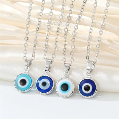 Retro Simple Color Resin Turkish Eye Necklace Demon Eye Pendant Necklace