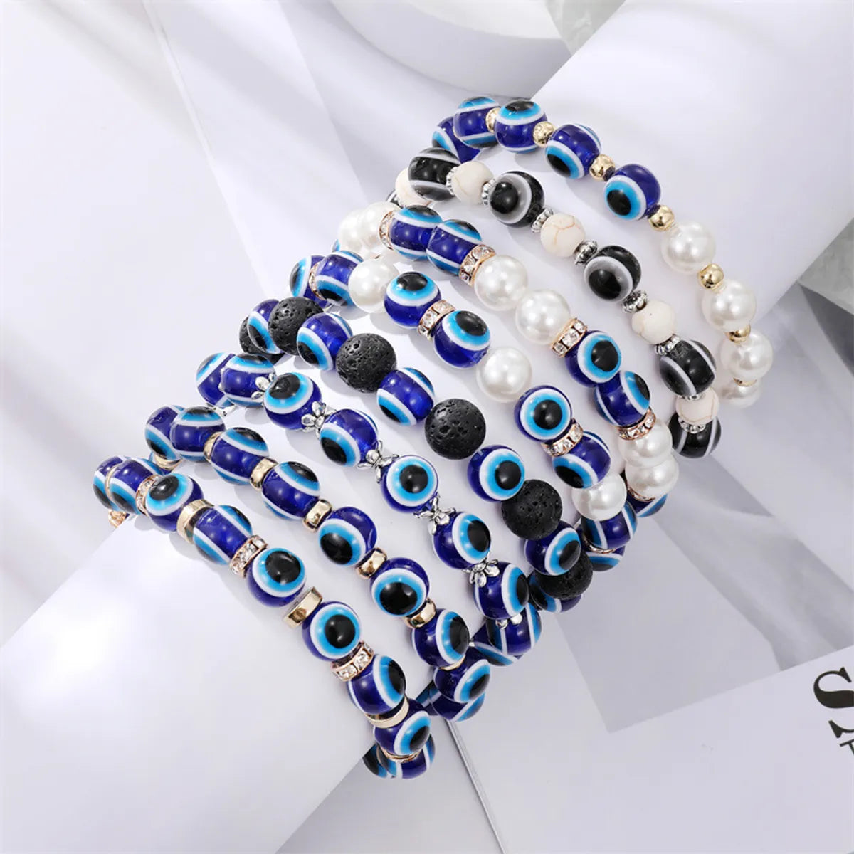 Retro Simple Devil'S Eye Bracelet Imitation Pearl Beaded Bracelet