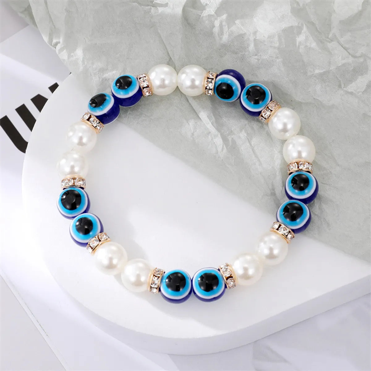 Retro Simple Devil'S Eye Bracelet Imitation Pearl Beaded Bracelet