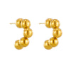 Retro Simple Elegant Cold Style Titanium Steel U Shaped Small Round Beads Geometric Electroplated All Matching Earrings
