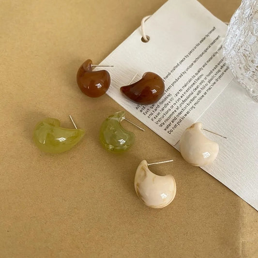 Retro Simple Fashion Small New Resin Imitation Stone Water Drop Earrings