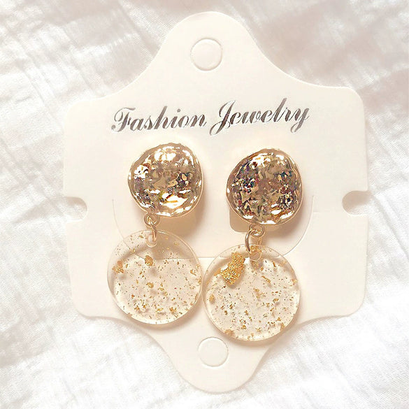 Retro Simple Geometric Acrylic Ear Clip Earrings With Crystal Sequin Plate Design For Women Girly Fashion Ear Jewelry